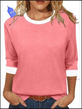 Women's Casual 3/4 Sleeve Tunic Blouse Loose Fit Summer Top